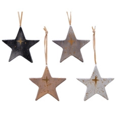 Kersthangers kopen Star terracotta 4 colors keuzemogelijkheden dia10 cm