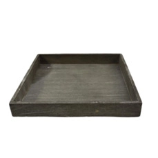 Houten tray vierkant grey-wash 30x30x4cm
