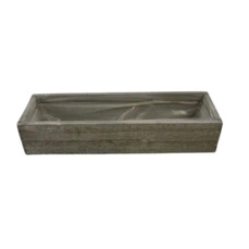 Houten tray/planter rechthoek grey-wash 30x9x6cm