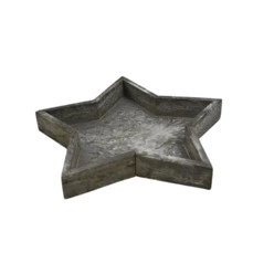 Houten tray ster grey-wash 25x25x3cm