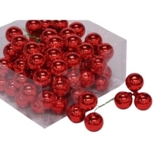 cb. 72 glasballen/wire rood glans 30mm