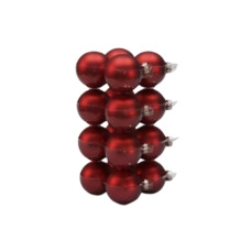 cb. 16 glasballen/cap rood mat 80mm