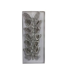 Vlinder zilver 6 stuks - 9cm