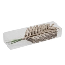 PET 8 glitter palm leaves/wire champagne 16 cm
