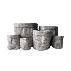 plantenzak binnen Sizo knitted paper bag grey Ø 11 cm