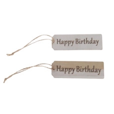decoratieve hangers Wooden label "Happy Birthday" 9.5x3x0.3cm 10pc Mixed