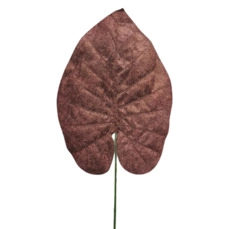 zijde kunstbloemen Velvet philo leaf brown 70cm