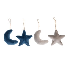 Kersthangers Hanger star / moon fabric 15cm 1pc - Mixed