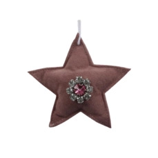 Kersthangers pb. 4 fabric stars/hanging pink 11 cm