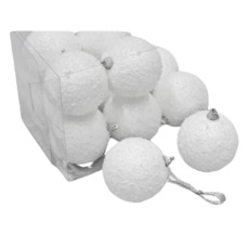 kerstballen outlet cb. 12 ballen snow finish white 70mm