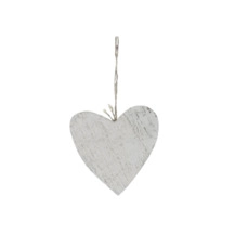 decoratieve hangers Houten hart 10x10cm 10 stuks white-wash