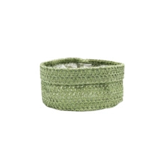 hangende plantenzak Sizo knitted paper scale olive Ø 20 H10 cm