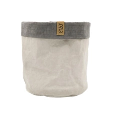 plantenzak binnen Sizo paper bag grey with suede edge Ø 20 cm