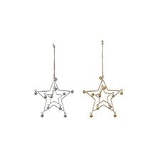 Kersthangers Star hanger with bells metal 12.5cm 2 keuzemogelijkheden Gold/Silver