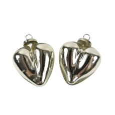 Kersthangers kopen cb. 2 glasshearts shiny/cap silver 85 mm