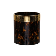 sfeerlicht artikel pc. 1 glass vase w/band "leopard" brown Ø 10x11 cm
