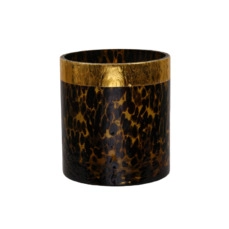 sfeerlichten pc. 1 glass vase w/band "leopard" brown Ø 13x14 cm