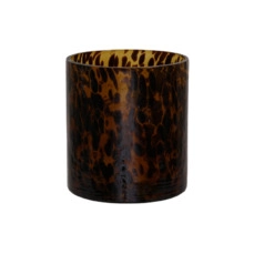 sfeerlicht artikel pc. 1 glass vase "leopard" brown Ø 13x14 cm