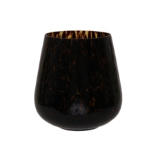 sfeerlicht artikel pc. 1 glass vase "leopard" brown Ø 15x16 cm