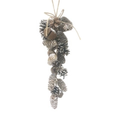 Kersthangers Garland Pinecone Bell D17 H55cm White Washed