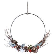 kerstdecoraties kopen Wreath Pinecone Snowflake Metal Ø35x5cm Multicolour