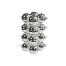 bijzondere kerstballen cb. 16 glassballs/cap silver shiny 80 mm