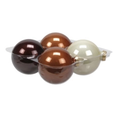 kerstballen plastic cb. 4 glassballs/cap opal natural 100 mm