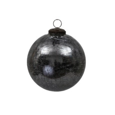 kerstballen outlet pc. 1 glass ball 'crackled' grey Ø13cm