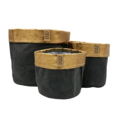 plantenzakken zelf maken Sizo paper bag black/copper edge Ø 20 cm