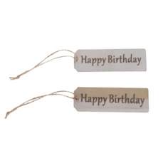 decoratieve hangers Wooden label &quot;Happy Birthday&quot; 9.5x3x0.3cm 10pc Mixed