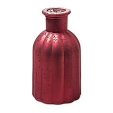 woonaccessoires kopen  Fles glas &#039;norinne&#039; S rood frost h14 d7,5cm