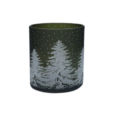 kerst sfeerlichten Tealight Holder Tree D7 H8cm Green/White