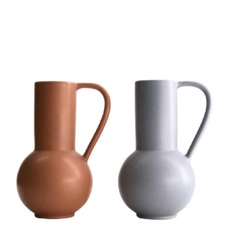 kruiken en flessen Bottle ceramic 14.2x11.8x20.5cm Grey/Brown Mix