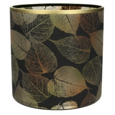 sfeerlicht Candle Holder Leaf Glass Black 15x15x15cm