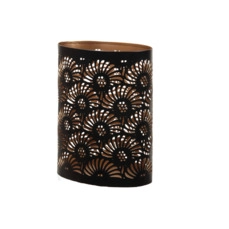 sfeerlichten pc. 1 metal candleholder &#039;&#039;fan&#039;&#039; oval black/gold 12x8x15,5cm