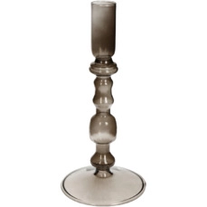 kandelaar Candle Stick Glass Taupe 9x9x19.5cm