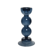 decoratieve kandelaar Kandelaar glas baubles shiny - dia8-H18cm - blauw