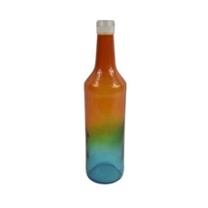 Glazen fles multikleur D7 H29cm