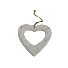 Heart hanging cement white L12W11H1cm
