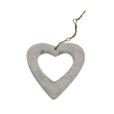 Heart hanging cement white L14.5W13.5H1cm