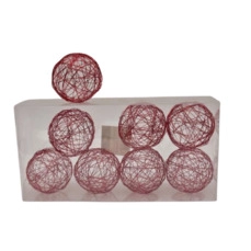 Metal wire ball 7,5cm 8pc. red