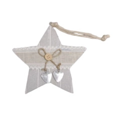 pb. 1 wooden star/hanging grey 15x15cm