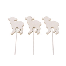 Wooden sheep 10cm o/st 9pc White/Taupe