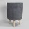 pc. 1 round clay-fiber pot w/legs black Ø31.5x44cm