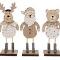 kerstdecoraties kopen Bear / deer / santa on foot wood 6x4x13.5cm 3 keuzemogelijkheden Multi