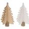 kerstdecoraties Tree on foot 3D wood 12.5x18.5x3cm kd 2 keuzemogelijkheden White/Natur