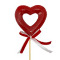 decoratiebijsteker Pak á 25 Open hart rood 7x7cm op 50cm stok met lint
