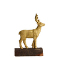 decoratiefiguren Deer polyresin with wooden base 10x4x15cm Gold